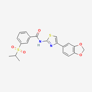 molecular formula C20H18N2O5S2 B3300030 N-[4-(2H-1,3-benzodioxol-5-yl)-1,3-thiazol-2-yl]-3-(propane-2-sulfonyl)benzamide CAS No. 899967-91-0