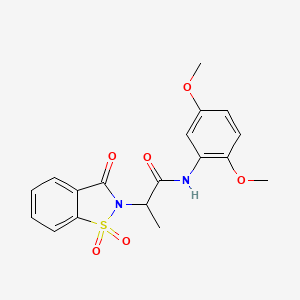 molecular formula C18H18N2O6S B3300087 N-(2,5-dimethoxyphenyl)-2-(1,1,3-trioxo-2,3-dihydro-1lambda6,2-benzothiazol-2-yl)propanamide CAS No. 899996-77-1