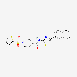 molecular formula C23H25N3O3S3 B3300103 N-[4-(5,6,7,8-tetrahydronaphthalen-2-yl)-1,3-thiazol-2-yl]-1-(thiophene-2-sulfonyl)piperidine-4-carboxamide CAS No. 900001-16-3