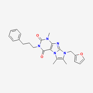 molecular formula C24H25N5O3 B3300230 8-(furan-2-ylmethyl)-1,6,7-trimethyl-3-(3-phenylpropyl)-1H-imidazo[2,1-f]purine-2,4(3H,8H)-dione CAS No. 900280-67-3