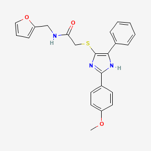 molecular formula C23H21N3O3S B3300339 N-[(furan-2-yl)methyl]-2-{[2-(4-methoxyphenyl)-5-phenyl-1H-imidazol-4-yl]sulfanyl}acetamide CAS No. 901233-22-5