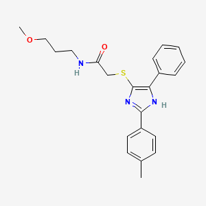 molecular formula C22H25N3O2S B3300357 N-(3-Methoxypropyl)-2-{[2-(4-methylphenyl)-5-phenyl-1H-imidazol-4-YL]sulfanyl}acetamide CAS No. 901240-73-1