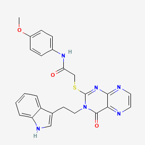 2-({3-[2-(1H-indol-3-yl)ethyl]-4-oxo-3,4-dihydropteridin-2-yl}sulfanyl)-N-(4-methoxyphenyl)acetamide