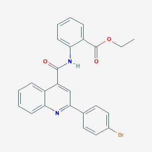 molecular formula C25H19BrN2O3 B330059 ETHYL 2-({[2-(4-BROMOPHENYL)-4-QUINOLYL]CARBONYL}AMINO)BENZOATE 
