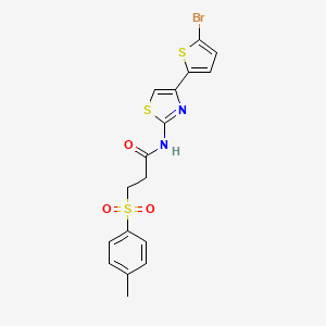 molecular formula C17H15BrN2O3S3 B3300631 N-[4-(5-bromothiophen-2-yl)-1,3-thiazol-2-yl]-3-(4-methylbenzenesulfonyl)propanamide CAS No. 903294-82-6
