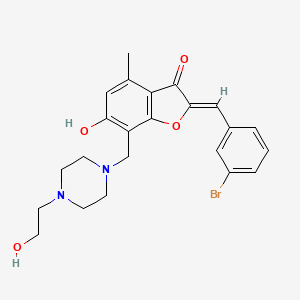 B3300674 (Z)-2-(3-bromobenzylidene)-6-hydroxy-7-((4-(2-hydroxyethyl)piperazin-1-yl)methyl)-4-methylbenzofuran-3(2H)-one CAS No. 903585-23-9