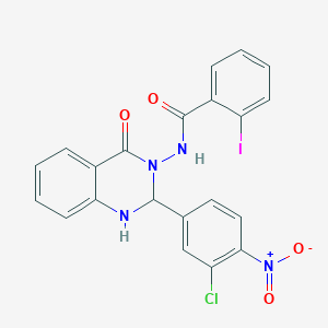 molecular formula C21H14ClIN4O4 B330075 N-[2-(3-CHLORO-4-NITROPHENYL)-4-OXO-1,4-DIHYDRO-3(2H)-QUINAZOLINYL]-2-IODOBENZAMIDE 