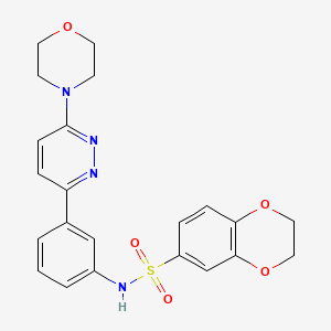 molecular formula C22H22N4O5S B3300822 N-{3-[6-(morpholin-4-yl)pyridazin-3-yl]phenyl}-2,3-dihydro-1,4-benzodioxine-6-sulfonamide CAS No. 904824-10-8