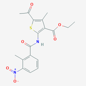 molecular formula C18H18N2O6S B330095 ETHYL 5-ACETYL-4-METHYL-2-(2-METHYL-3-NITROBENZAMIDO)THIOPHENE-3-CARBOXYLATE 