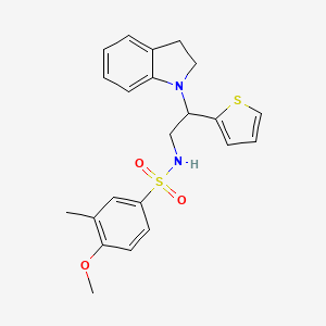 molecular formula C22H24N2O3S2 B3301075 N-[2-(2,3-dihydro-1H-indol-1-yl)-2-(thiophen-2-yl)ethyl]-4-methoxy-3-methylbenzene-1-sulfonamide CAS No. 906147-53-3