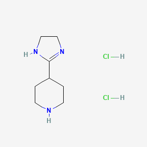 molecular formula C8H17Cl2N3 B3301184 4-(4,5-dihydro-1H-imidazol-2-yl)piperidine dihydrochloride CAS No. 90747-48-1