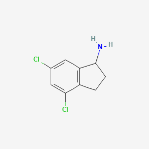 molecular formula C9H9Cl2N B3301262 4,6-Dichloro-2,3-dihydro-1H-inden-1-amine CAS No. 907973-35-7