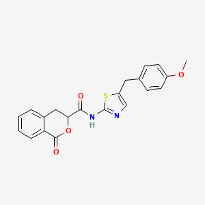 molecular formula C21H18N2O4S B3301264 N-{5-[(4-methoxyphenyl)methyl]-1,3-thiazol-2-yl}-1-oxo-3,4-dihydro-1H-2-benzopyran-3-carboxamide CAS No. 907975-18-2