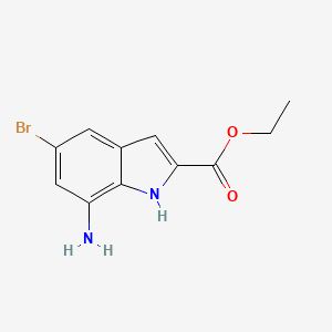 molecular formula C11H11BrN2O2 B3301600 ethyl 7-amino-5-bromo-1H-indole-2-carboxylate CAS No. 91119-16-3