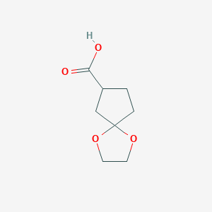 molecular formula C8H12O4 B3301678 1,4-Dioxaspiro[4.4]nonane-7-carboxylic acid CAS No. 911793-49-2