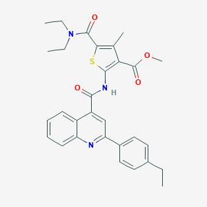 molecular formula C30H31N3O4S B330177 METHYL 5-[(DIETHYLAMINO)CARBONYL]-2-({[2-(4-ETHYLPHENYL)-4-QUINOLYL]CARBONYL}AMINO)-4-METHYL-3-THIOPHENECARBOXYLATE 