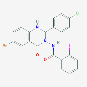 molecular formula C21H14BrClIN3O2 B330199 N-[6-BROMO-2-(4-CHLOROPHENYL)-4-OXO-1,4-DIHYDRO-3(2H)-QUINAZOLINYL]-2-IODOBENZAMIDE 