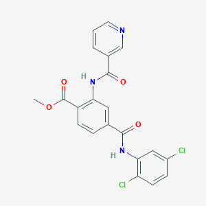 molecular formula C21H15Cl2N3O4 B330208 METHYL 4-[(2,5-DICHLOROANILINO)CARBONYL]-2-[(3-PYRIDYLCARBONYL)AMINO]BENZOATE 