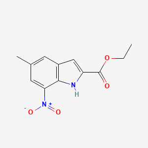 molecular formula C12H12N2O4 B3302095 ethyl 5-methyl-7-nitro-1H-indole-2-carboxylate CAS No. 91559-46-5
