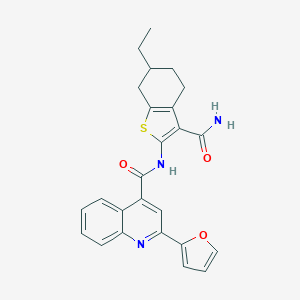 molecular formula C25H23N3O3S B330210 N-(3-carbamoyl-6-ethyl-4,5,6,7-tetrahydro-1-benzothiophen-2-yl)-2-(furan-2-yl)quinoline-4-carboxamide 