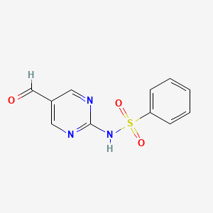 molecular formula C11H9N3O3S B3302232 N-(5-formylpyrimidin-2-yl)benzenesulfonamide CAS No. 915922-62-2
