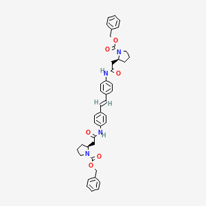 molecular formula C42H44N4O6 B3302372 benzyl (2S)-2-[2-oxo-2-[4-[(E)-2-[4-[[2-[(2S)-1-phenylmethoxycarbonylpyrrolidin-2-yl]acetyl]amino]phenyl]ethenyl]anilino]ethyl]pyrrolidine-1-carboxylate CAS No. 916442-98-3
