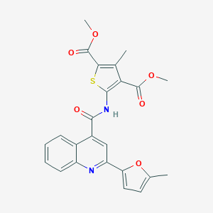 molecular formula C24H20N2O6S B330241 Dimethyl 3-methyl-5-({[2-(5-methyl-2-furyl)-4-quinolinyl]carbonyl}amino)-2,4-thiophenedicarboxylate 