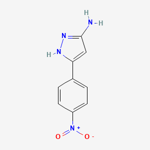 molecular formula C9H8N4O2 B3302462 5-(4-Nitrophenyl)-2H-pyrazol-3-ylamine CAS No. 916792-02-4
