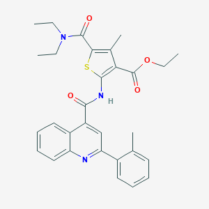 molecular formula C30H31N3O4S B330279 ethyl 5-[(diethylamino)carbonyl]-4-methyl-2-({[2-(2-methylphenyl)-4-quinolinyl]carbonyl}amino)-3-thiophenecarboxylate 