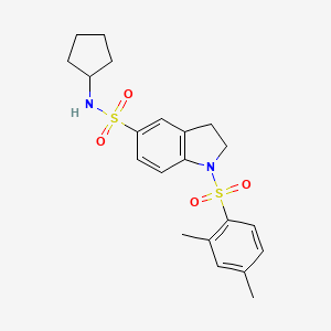 molecular formula C21H26N2O4S2 B3302810 N-cyclopentyl-1-(2,4-dimethylbenzenesulfonyl)-2,3-dihydro-1H-indole-5-sulfonamide CAS No. 919019-92-4