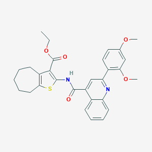 molecular formula C30H30N2O5S B330282 ETHYL 2-({[2-(2,4-DIMETHOXYPHENYL)-4-QUINOLYL]CARBONYL}AMINO)-5,6,7,8-TETRAHYDRO-4H-CYCLOHEPTA[B]THIOPHENE-3-CARBOXYLATE 