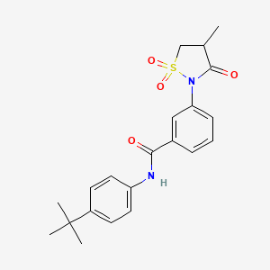 molecular formula C21H24N2O4S B3302975 N-(4-tert-butylphenyl)-3-(4-methyl-1,1,3-trioxo-1lambda6,2-thiazolidin-2-yl)benzamide CAS No. 919633-81-1
