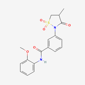 molecular formula C18H18N2O5S B3302979 N-(2-methoxyphenyl)-3-(4-methyl-1,1,3-trioxo-1lambda6,2-thiazolidin-2-yl)benzamide CAS No. 919633-94-6