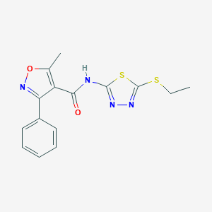 molecular formula C15H14N4O2S2 B330298 N-[5-(ethylsulfanyl)-1,3,4-thiadiazol-2-yl]-5-methyl-3-phenyl-1,2-oxazole-4-carboxamide 