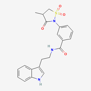 molecular formula C21H21N3O4S B3302992 N-[2-(1H-indol-3-yl)ethyl]-3-(4-methyl-1,1,3-trioxo-1lambda6,2-thiazolidin-2-yl)benzamide CAS No. 919659-44-2