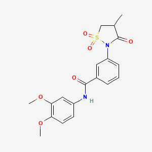 molecular formula C19H20N2O6S B3303000 N-(3,4-dimethoxyphenyl)-3-(4-methyl-1,1,3-trioxo-1lambda6,2-thiazolidin-2-yl)benzamide CAS No. 919662-77-4