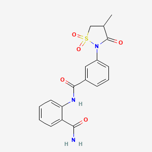 molecular formula C18H17N3O5S B3303005 N-(2-carbamoylphenyl)-3-(4-methyl-1,1,3-trioxo-1lambda6,2-thiazolidin-2-yl)benzamide CAS No. 919662-81-0
