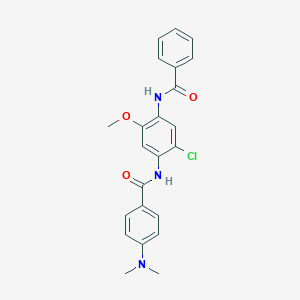 molecular formula C23H22ClN3O3 B330302 N-{2-chloro-5-methoxy-4-[(phenylcarbonyl)amino]phenyl}-4-(dimethylamino)benzamide 