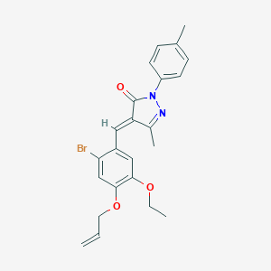 molecular formula C23H23BrN2O3 B330303 4-{[4-(ALLYLOXY)-2-BROMO-5-ETHOXYPHENYL]METHYLENE}-5-METHYL-2-(4-METHYLPHENYL)-2,4-DIHYDRO-3H-PYRAZOL-3-ONE 