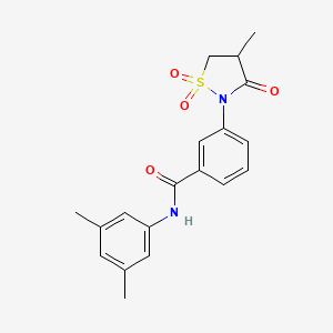 molecular formula C19H20N2O4S B3303035 N-(3,5-dimethylphenyl)-3-(4-methyl-1,1,3-trioxo-1lambda6,2-thiazolidin-2-yl)benzamide CAS No. 919671-11-7