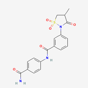 molecular formula C18H17N3O5S B3303037 N-(4-carbamoylphenyl)-3-(4-methyl-1,1,3-trioxo-1lambda6,2-thiazolidin-2-yl)benzamide CAS No. 919671-55-9