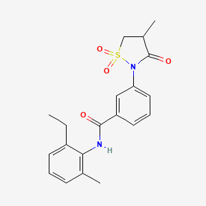 molecular formula C20H22N2O4S B3303054 N-(2-ethyl-6-methylphenyl)-3-(4-methyl-1,1,3-trioxo-1lambda6,2-thiazolidin-2-yl)benzamide CAS No. 919683-07-1
