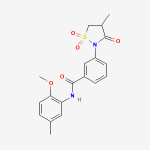 molecular formula C19H20N2O5S B3303056 N-(2-methoxy-5-methylphenyl)-3-(4-methyl-1,1,3-trioxo-1lambda6,2-thiazolidin-2-yl)benzamide CAS No. 919683-35-5