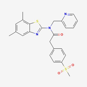 molecular formula C24H23N3O3S2 B3303075 N-(5,7-dimethyl-1,3-benzothiazol-2-yl)-2-(4-methanesulfonylphenyl)-N-[(pyridin-2-yl)methyl]acetamide CAS No. 919756-32-4