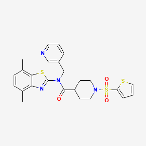 molecular formula C25H26N4O3S3 B3303189 N-(4,7-dimethyl-1,3-benzothiazol-2-yl)-N-[(pyridin-3-yl)methyl]-1-(thiophene-2-sulfonyl)piperidine-4-carboxamide CAS No. 920195-28-4