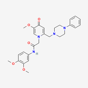 molecular formula C27H32N4O5 B3303706 N-(3,4-dimethoxyphenyl)-2-{5-methoxy-4-oxo-2-[(4-phenylpiperazin-1-yl)methyl]-1,4-dihydropyridin-1-yl}acetamide CAS No. 921463-03-8