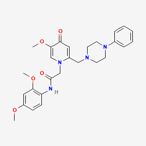 molecular formula C27H32N4O5 B3303820 N-(2,4-dimethoxyphenyl)-2-{5-methoxy-4-oxo-2-[(4-phenylpiperazin-1-yl)methyl]-1,4-dihydropyridin-1-yl}acetamide CAS No. 921496-22-2