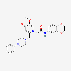 molecular formula C27H30N4O5 B3303828 N-(2,3-dihydro-1,4-benzodioxin-6-yl)-2-{5-methoxy-4-oxo-2-[(4-phenylpiperazin-1-yl)methyl]-1,4-dihydropyridin-1-yl}acetamide CAS No. 921496-25-5
