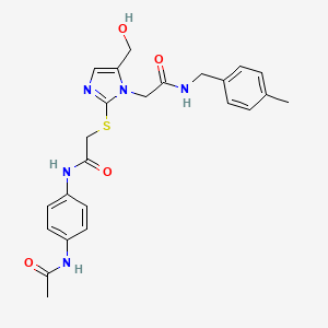 molecular formula C24H27N5O4S B3303878 N-(4-acetamidophenyl)-2-{[5-(hydroxymethyl)-1-({[(4-methylphenyl)methyl]carbamoyl}methyl)-1H-imidazol-2-yl]sulfanyl}acetamide CAS No. 921504-38-3