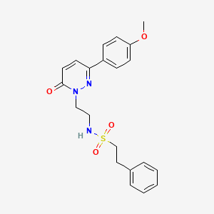 molecular formula C21H23N3O4S B3303904 N-{2-[3-(4-methoxyphenyl)-6-oxo-1,6-dihydropyridazin-1-yl]ethyl}-2-phenylethane-1-sulfonamide CAS No. 921512-59-6